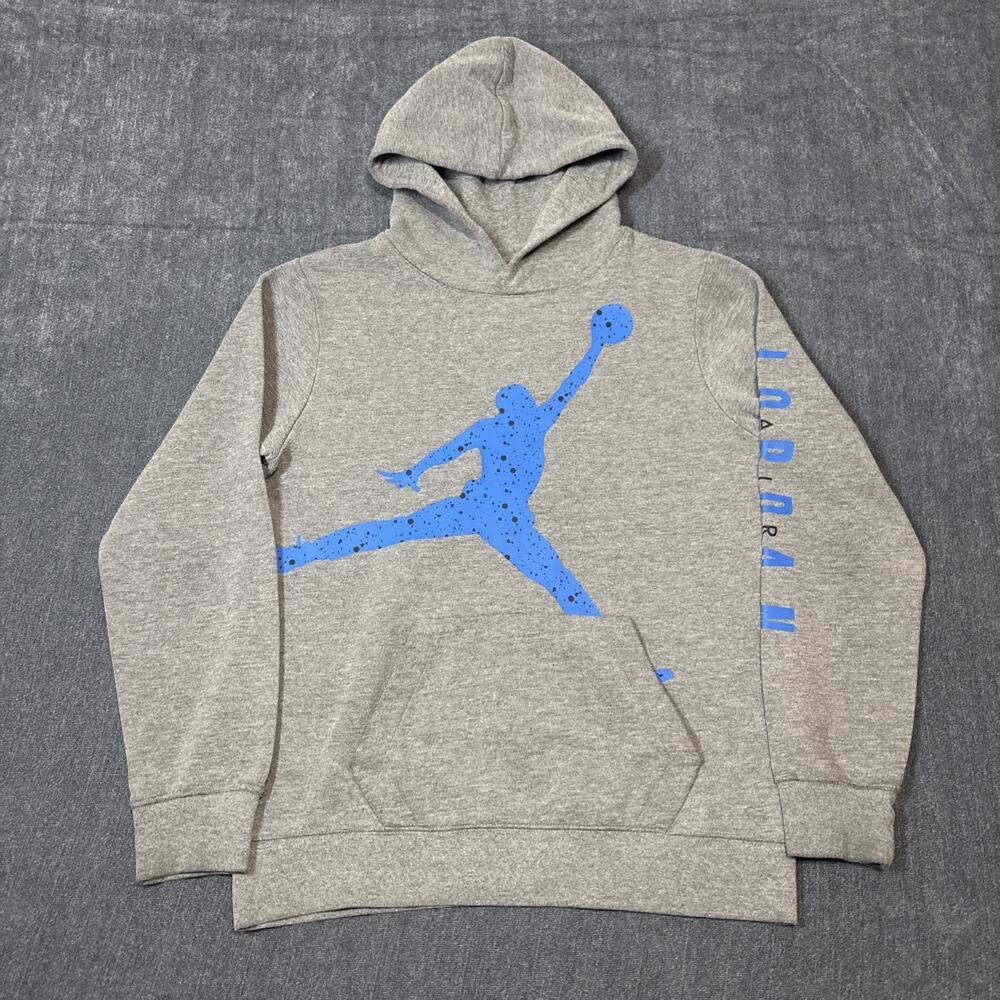 Air Jordan Hoodie Boys Size XL Gray Jumpman Fleece Pullover Sweatshirt